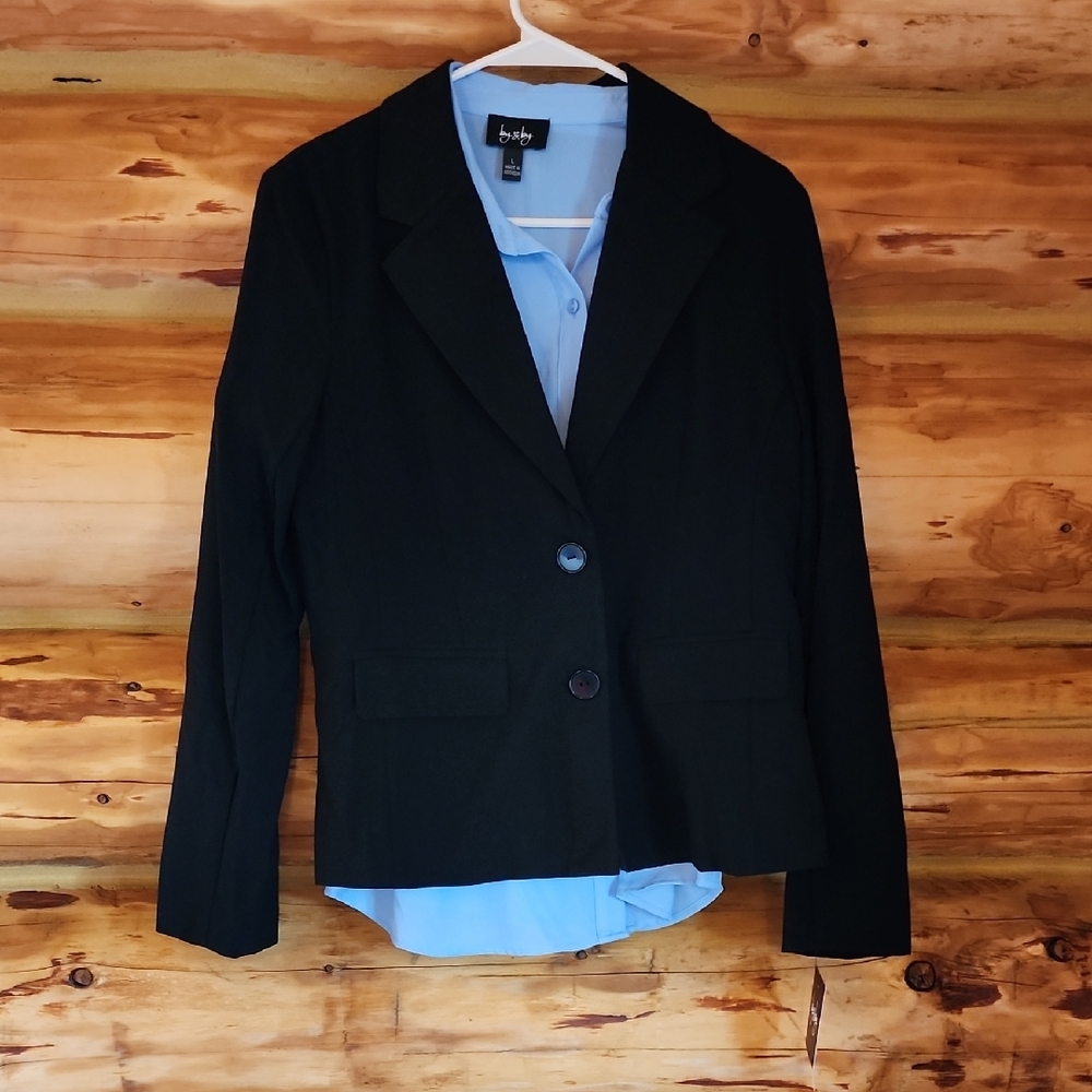 Casual Women's Black Blazer & Shirt Combo